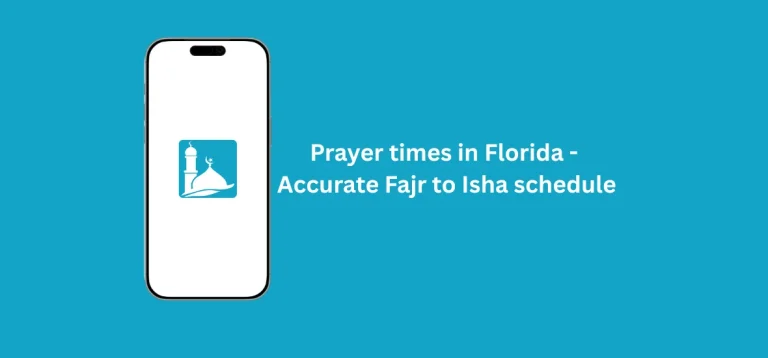 Prayer times in Florida - Accurate Fajr to Isha schedule 6 Clock and prayer mat indicating today’s Prayer times in Florida for Muslims